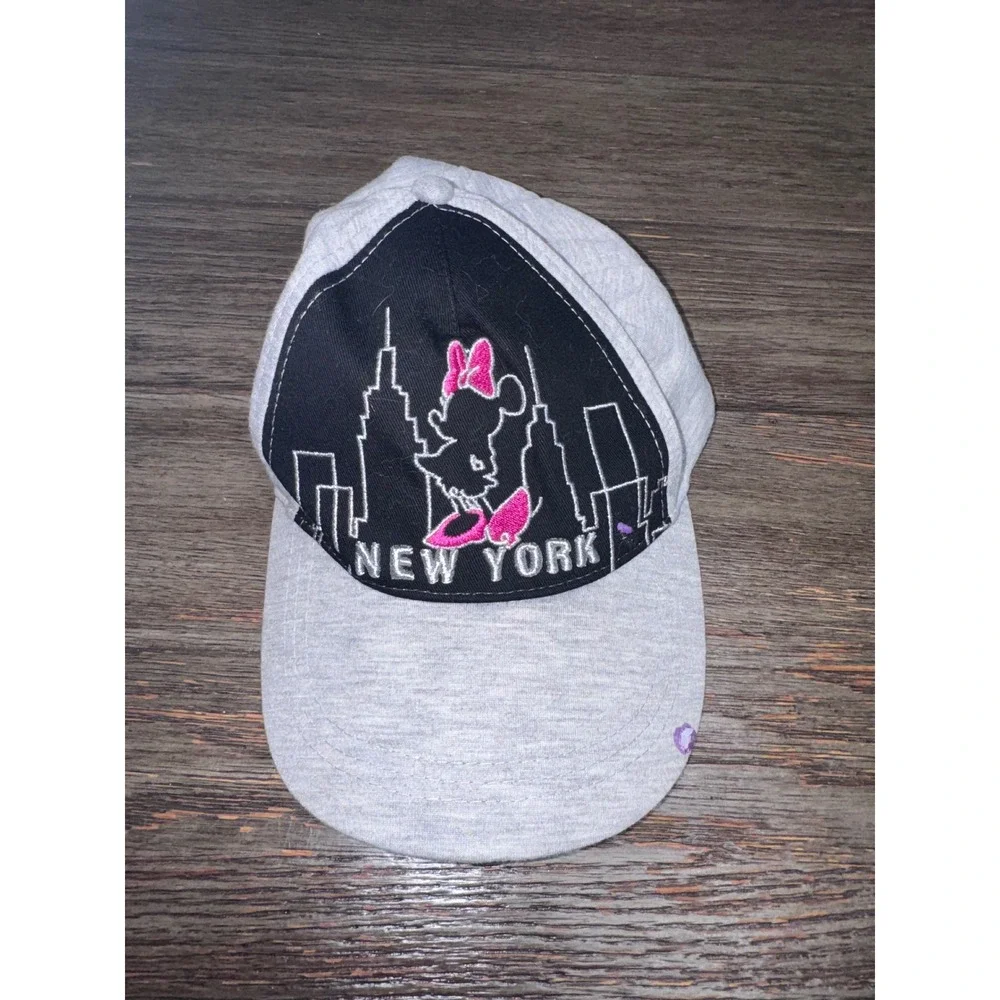 Disney Minnie Mouse New York City Skyline Baseball Cap Grey Pink OSFM